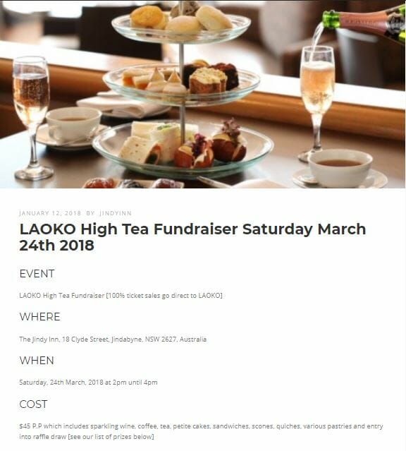 LAOKO High Tea Fundraiser at the Jindy Inn