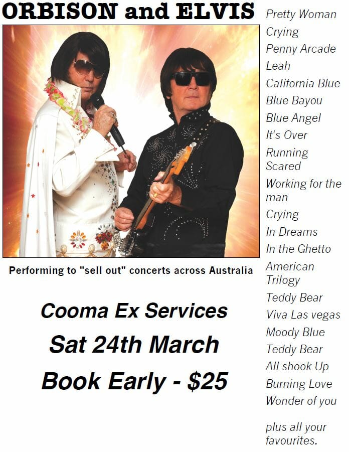 ORBISON and ELVIS at the Cooma Ex-Services Club