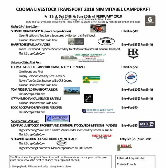 Cooma Livestock Transport 2018 Nimmitabel Campdraft