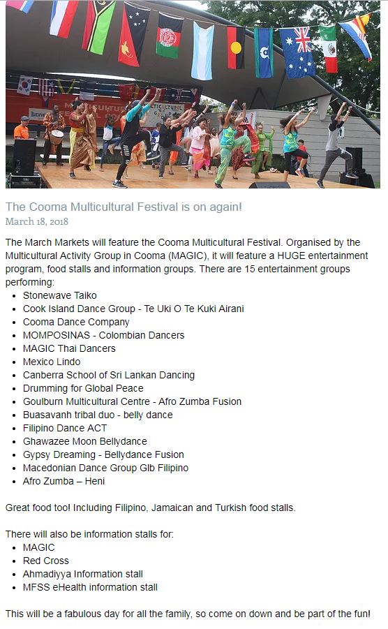 Cooma Multicultural Festival 2018