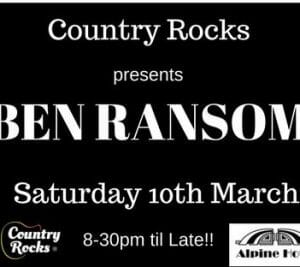 Country Rocks Ben Ransom at The Alpine Hotel, Cooma