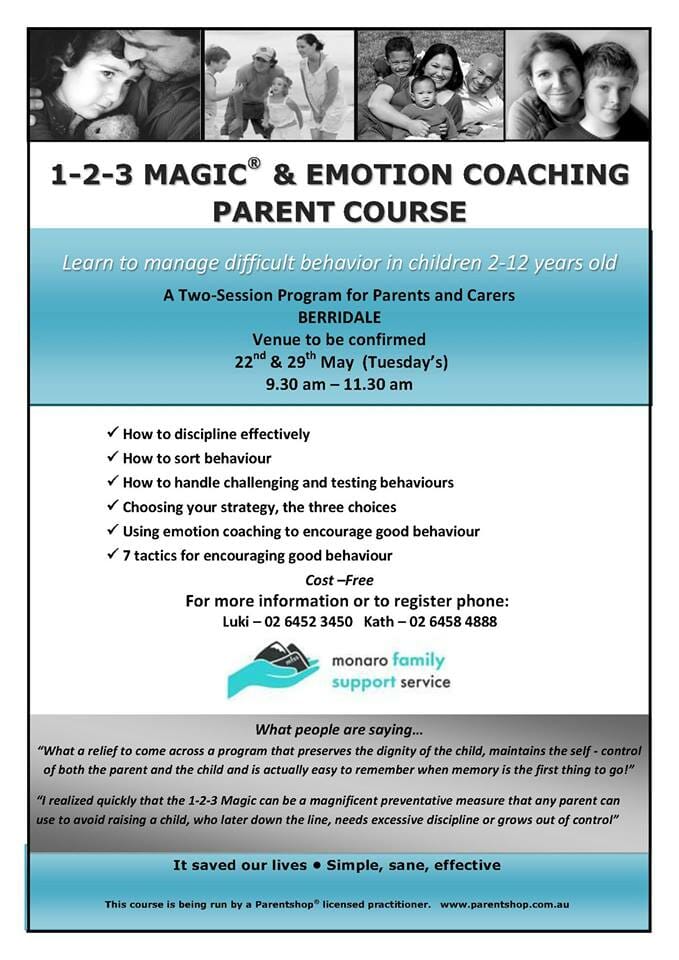 1-2-3 Magic & Emotion Coaching Parent Course in Berridale