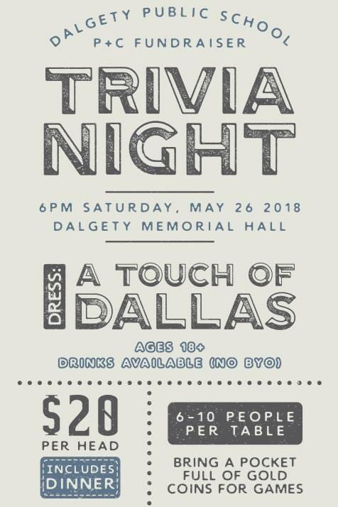 Trivia Night Dalgety Public School: Dress A Touch of Dallas