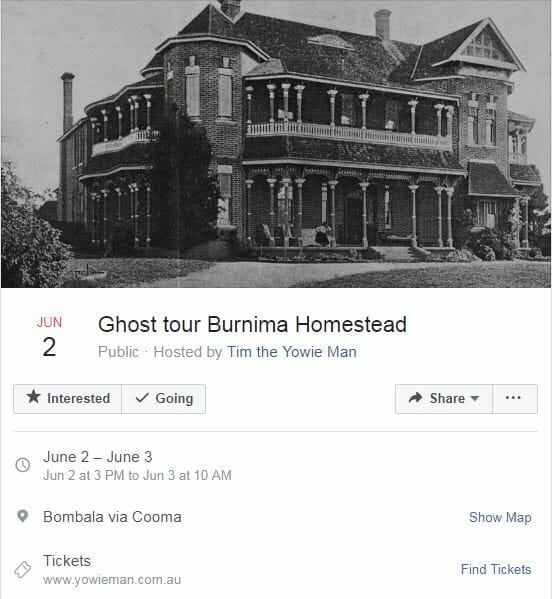 Ghost Tour at Burnima Homestead with Tim the Yowie Man