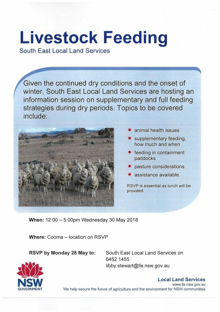 INFO SESSION: Livestock Feeding, South East Local Land Services – Cooma