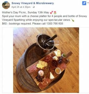 Mother's Day Picnic 2018 Snowy Mountains Vineyard Winery Dalgety
