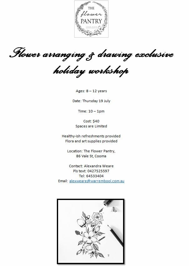 Flower arranging and drawing workshop cooma