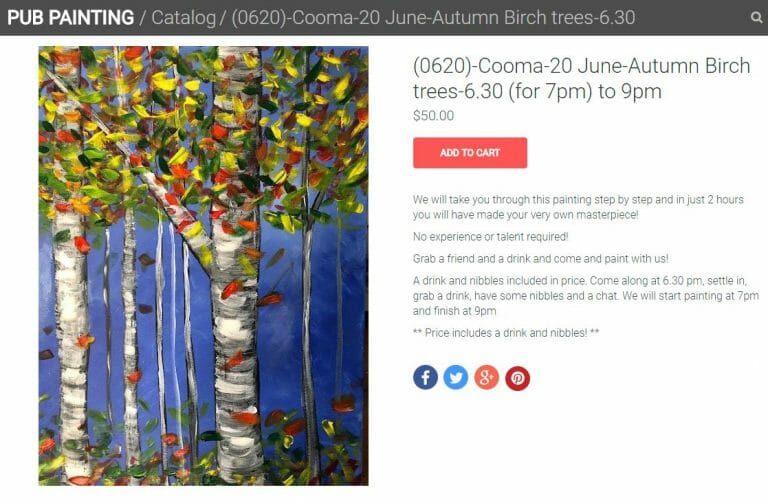 Pub Painting Autumn Birch Trees – Alpine Hotel, Cooma