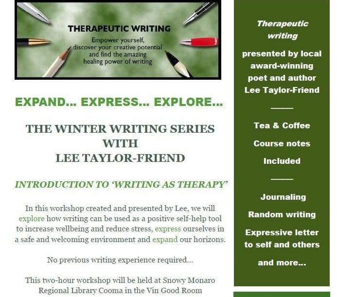 Introduction to ‘Writing as Therapy’ – Winter Writing Series with author Lee Taylor-Friend