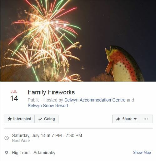 Family Fireworks at the Big Trout, Adaminaby