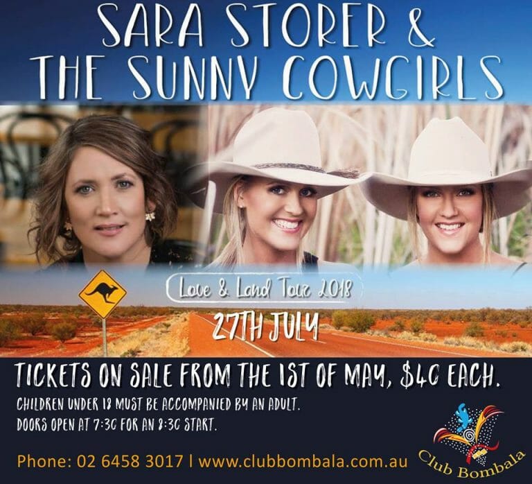 Sara Storer & The Sunny Cowgirls – Love & Land Tour 2018 –  Club Bombala