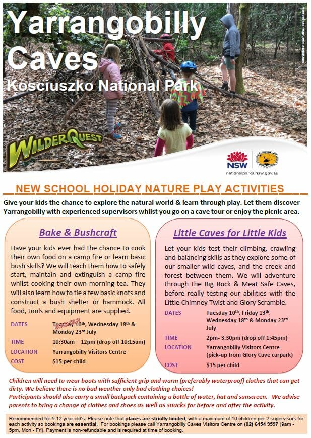 Yarrangobilly Caves – NSW School Holiday Nature Play Activities