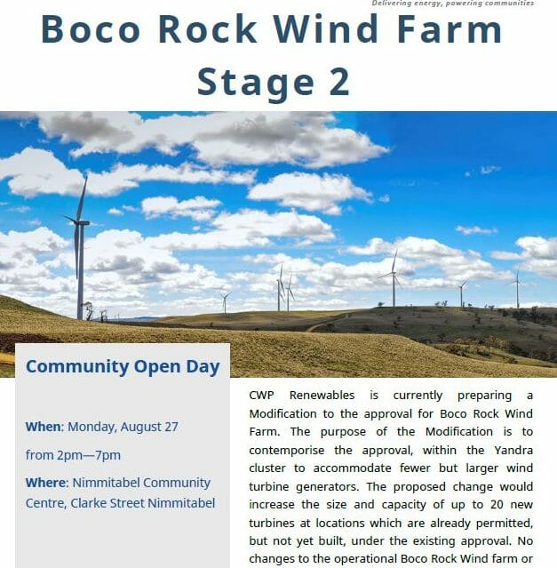 Boco Rock Wind Farm – Stage 2 – Community Open Day