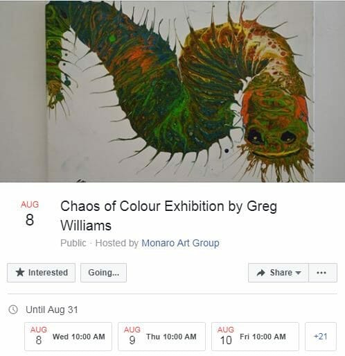 CHAOS OF COLOUR Exhibition by Greg Williams – Monaro Art Group