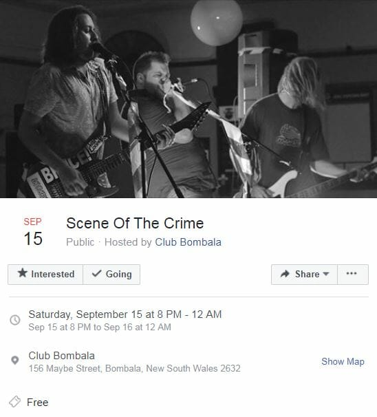 Scene of the Crime performing at Club Bombala