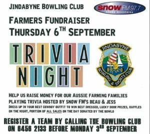 Farmers Fundraiser Trivia Night September with Snow FM Jindabyne Bowling Club