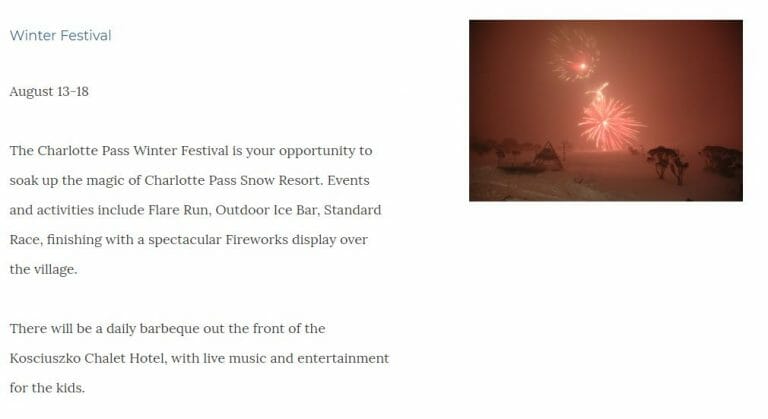 Charlotte Pass Winter Festival – August 2018