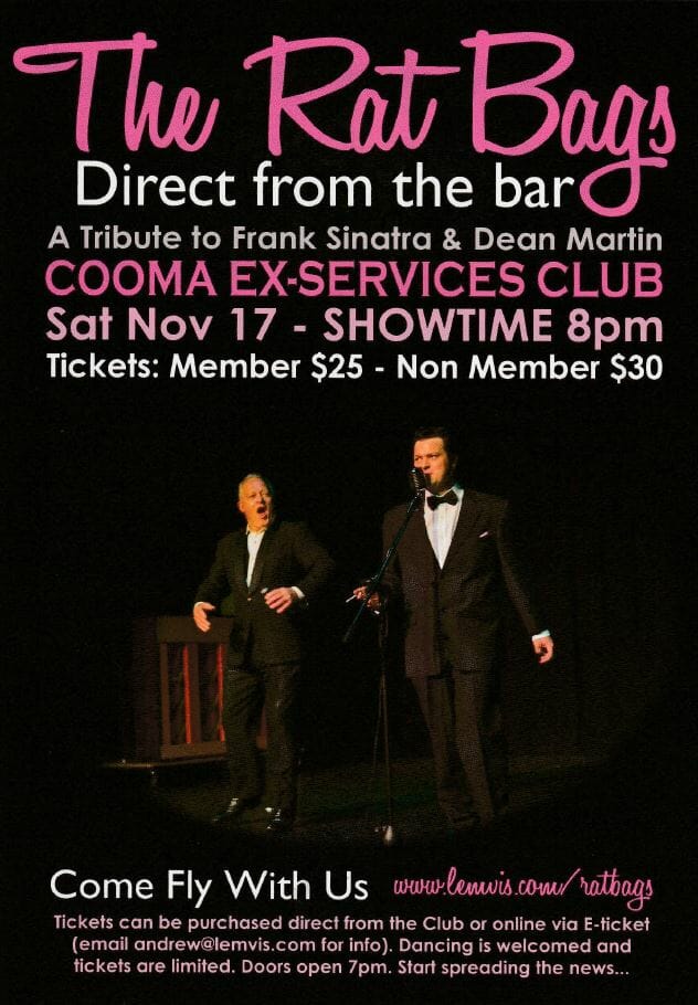 The Rat Bags – A Tribute to Frank Sinatra & Dean Martin @ Cooma Ex-Services Club