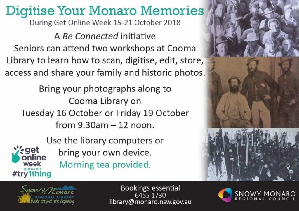 digitise your monaro memories Cooma Library Seniors Workshop
