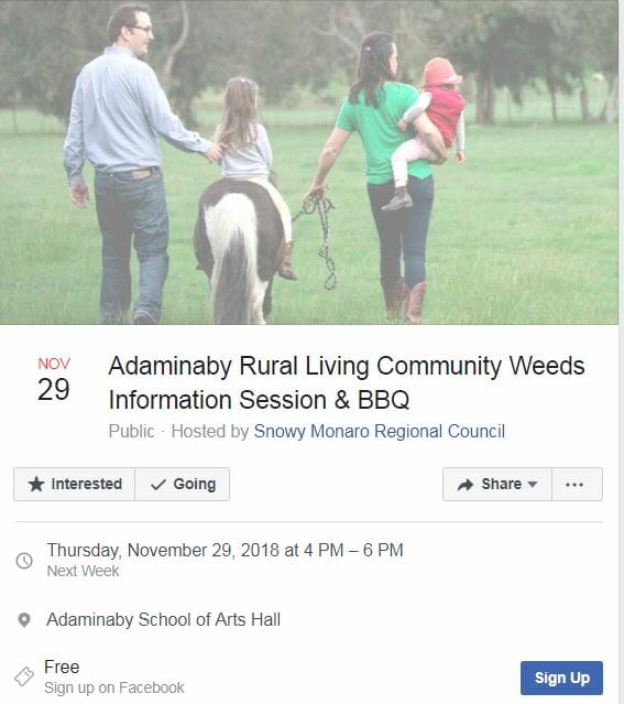 Rural Living Community Weeds Information Session – Adaminaby