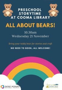 Preschool Story time 'All about Bears' Cooma Library