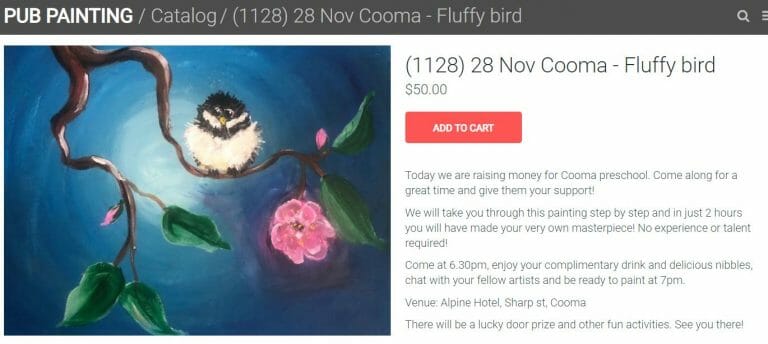 Pub Painting Fluffy Bird – Alpine Hotel, Cooma