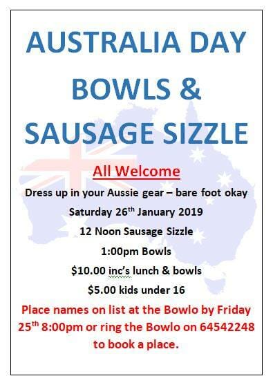 Australia Day Bowls & Sausage sizzle – Adaminaby