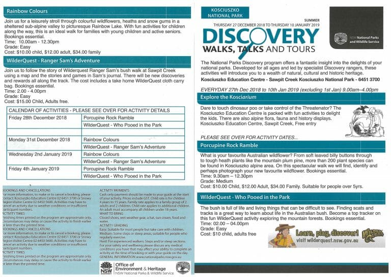 Discovery Walks, Talks and Tours – NSW National Parks and Wildlife Service