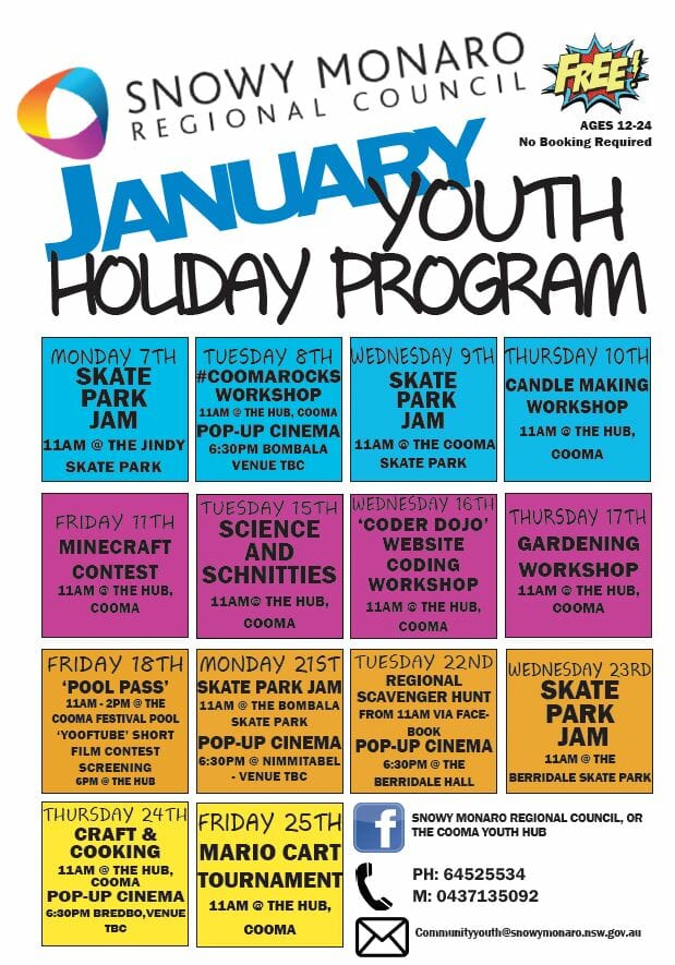 Snowy Monaro Free January Youth Holiday Program