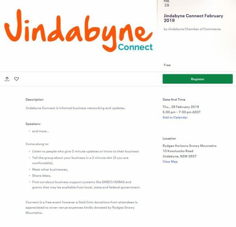 Jindabyne Connect – Business Networking – March 2019