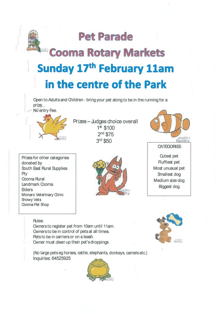 Pet Parade Rotary Markets Cooma