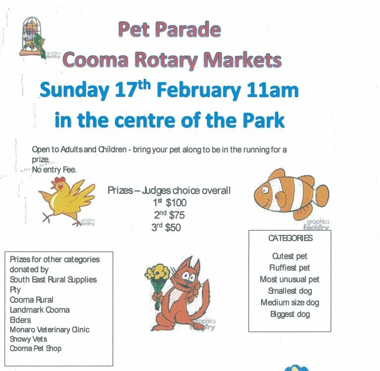 Cooma High Country Rotary Markets and Pet Parade – Centennial Park