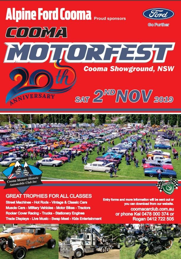 Cooma Car Club Motorfest 2019 20th Anniversary