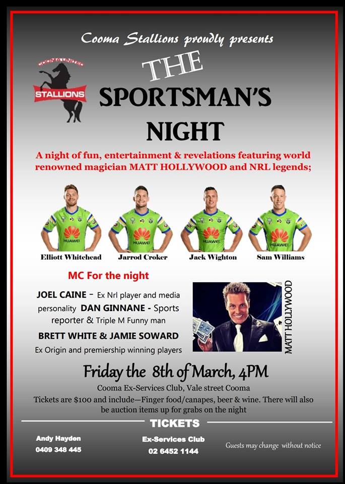 Cooma Stallions presents the Sportsman’s Night