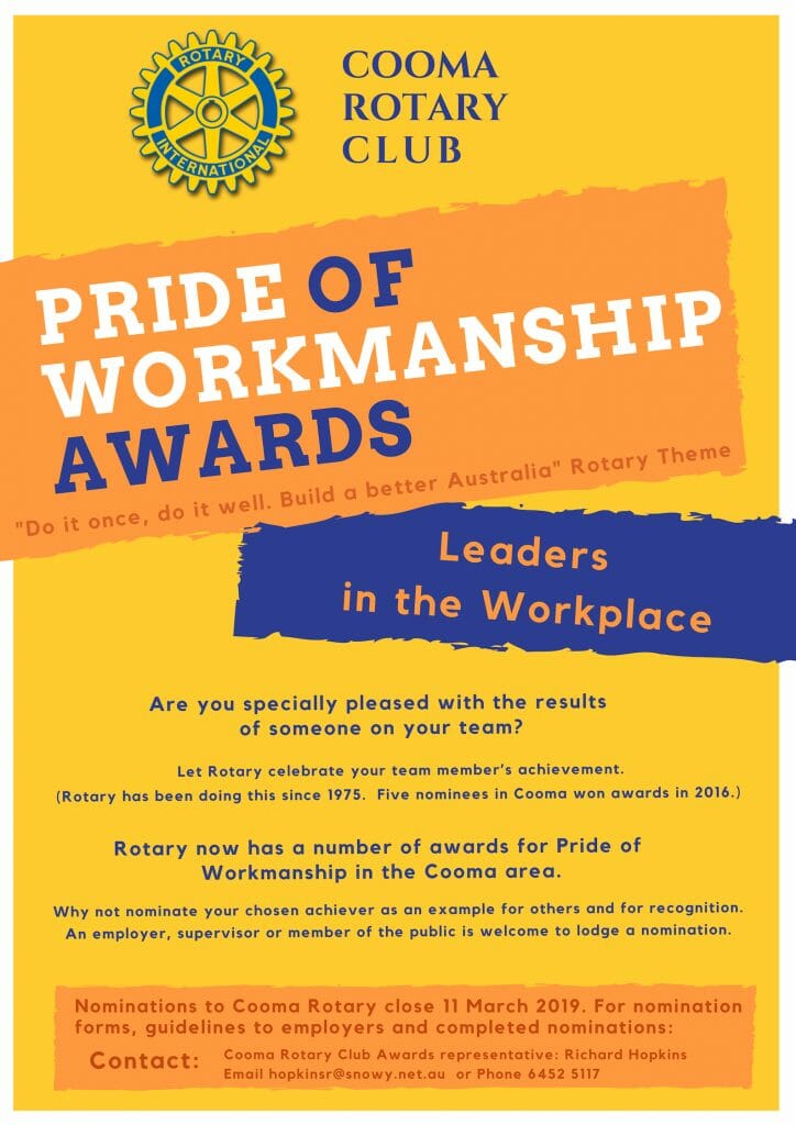 Rotary Pride of Workmanship Awards (2) Visit Cooma