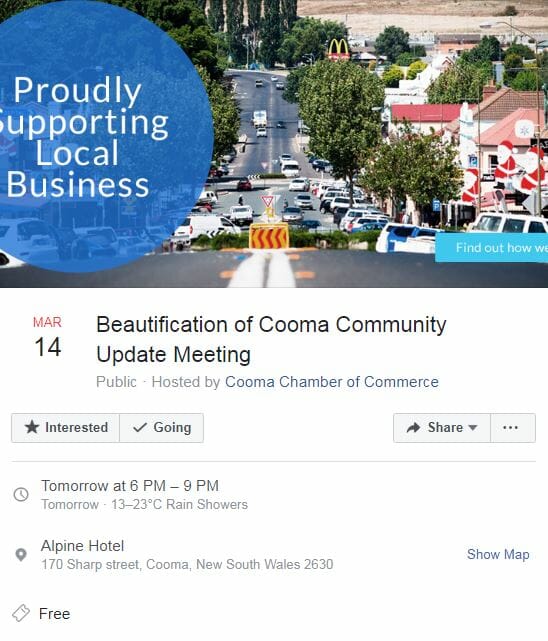 Beautification of Cooma Community Update Meeting