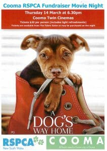 RSPCA Fundraiser Movie Night A Dog's Way Home