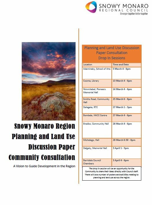 Snowy Monaro Region Planning & Land Use Discussion Paper Community Consultation