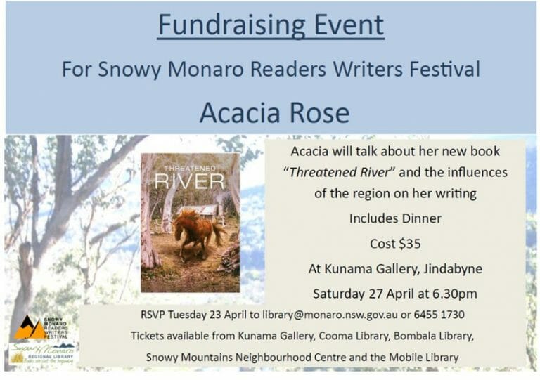 Fundraising event for Snowy Monaro Readers Writer Festival: Acacia Rose