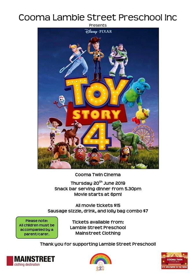 Toy Story 4: Cooma Lambie Street Preschool Movie Fundraiser