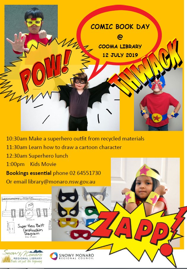 July School Holidays COMIC BOOK DAY Cooma Library