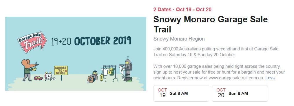 Garage Sale Trail 2019 Snowy Monaro