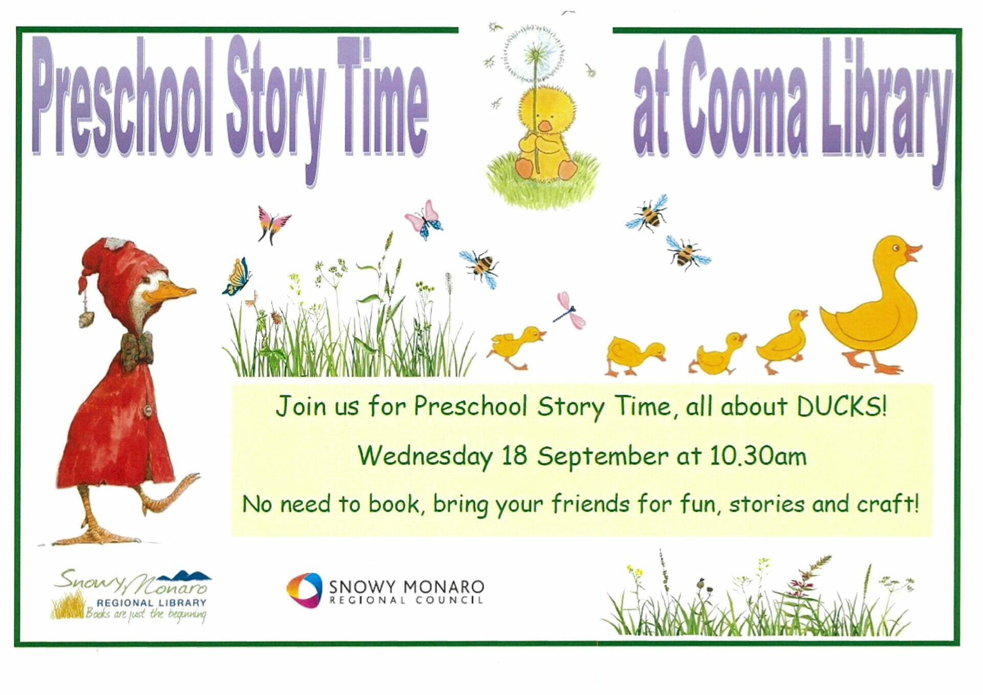 Preschool story time about ducks