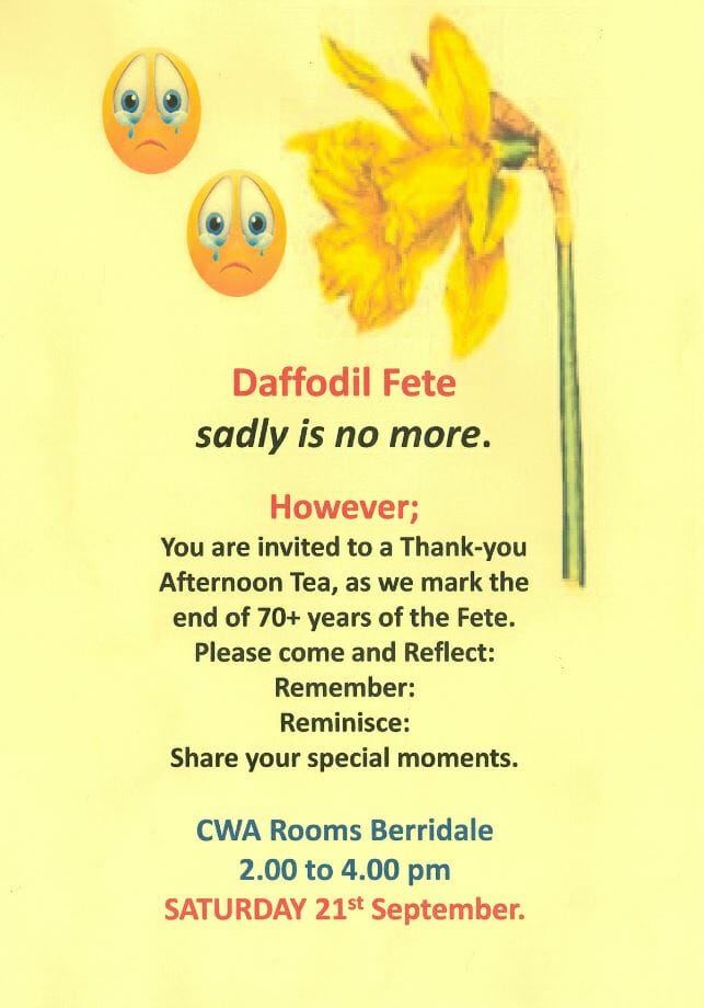 End of the Berridale Daffodil Fete – afternoon tea