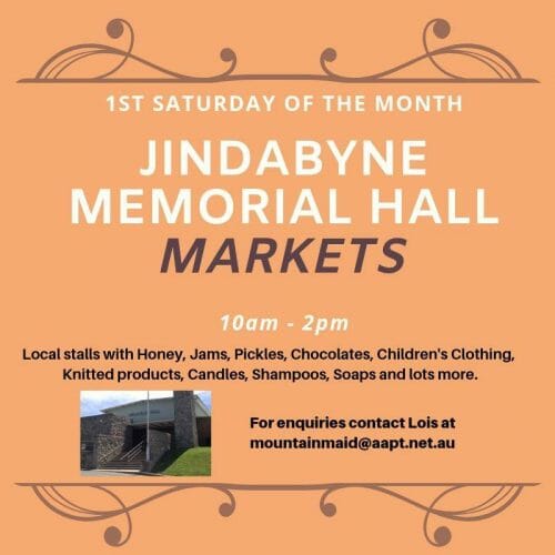 *CANCELLED* Jindabyne Memorial Hall Markets Visit Cooma
