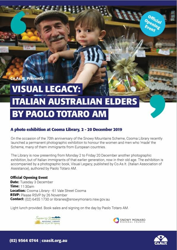 Visual Legacy: Italian Australian Elders by Paolo Totaro, A Photographic Exhibition
