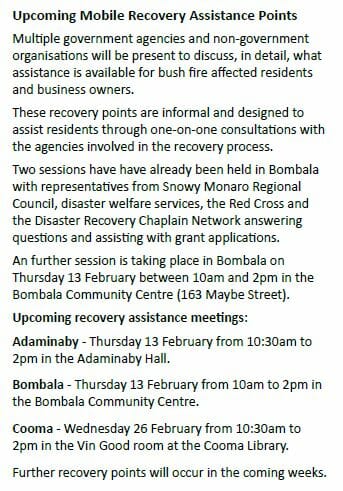 Recovery Assistance Point Cooma