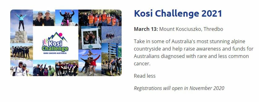 Rare Cancers Australia Kosi Challenge
