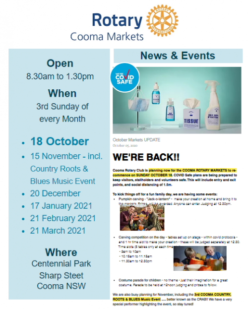 Cooma Rotary Halloween Markets October 2020 Visit Cooma