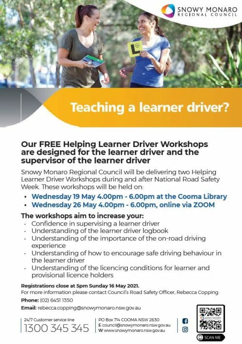 Free Helping Learner Driver Workshop - Visit Cooma